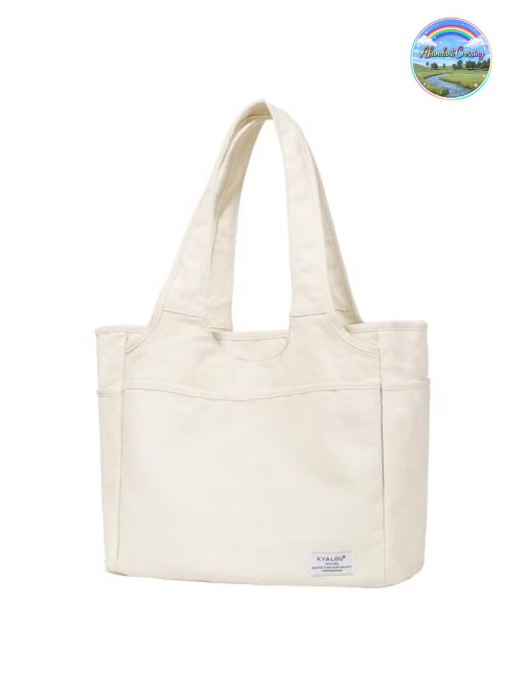 Large Canvas Tote Bag with Zipper 13 Pockets Shoulder Bag for Work Travel